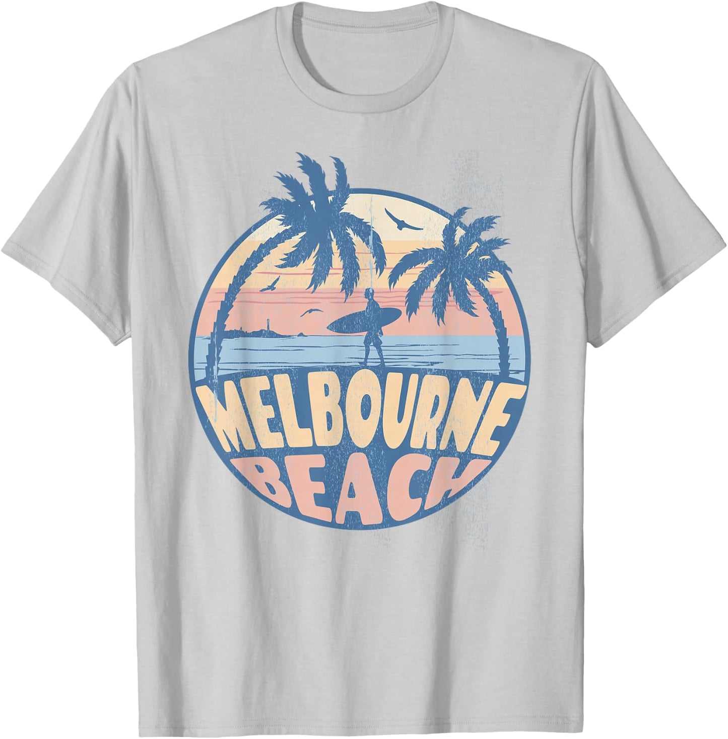 Melbourne Florida Beach Surf Summer Vacation Vintage T-Shirt - T-Shirt | Ash