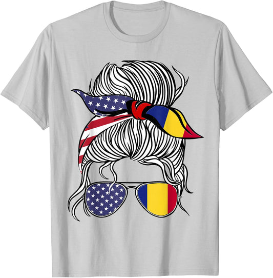 American Romanian Patriot Flag Women Girl Romania Grown T-Shirt - T-Shirt | Ash