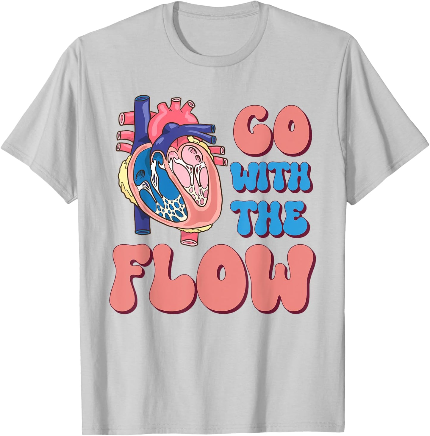 CVICU Cardiac Nurse Anatomy Cardiology Human Heart Flow T-Shirt - T-Shirt | Ash