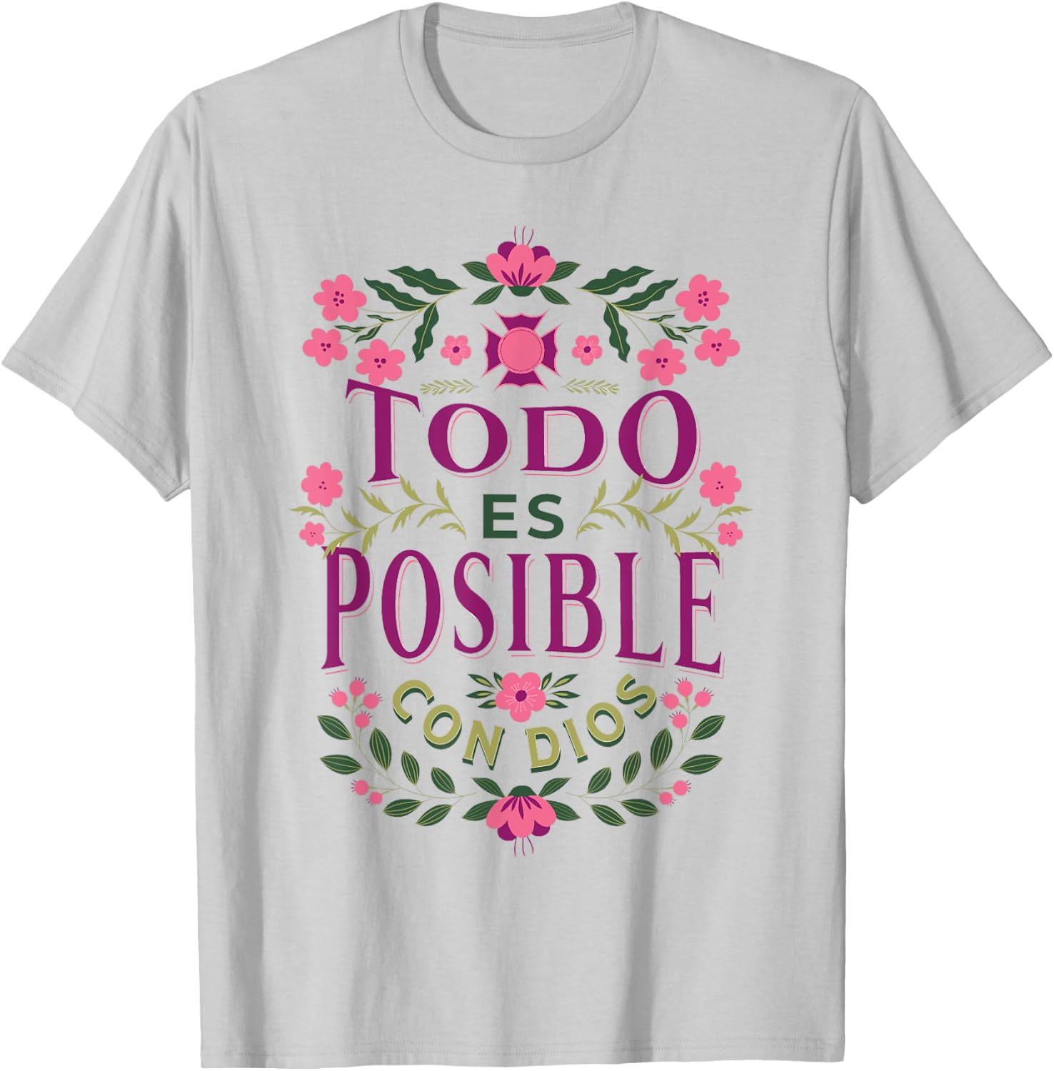 Christians Quote in Spanish Christian Bible Verse Quote T-Shirt - T-Shirt | Ash