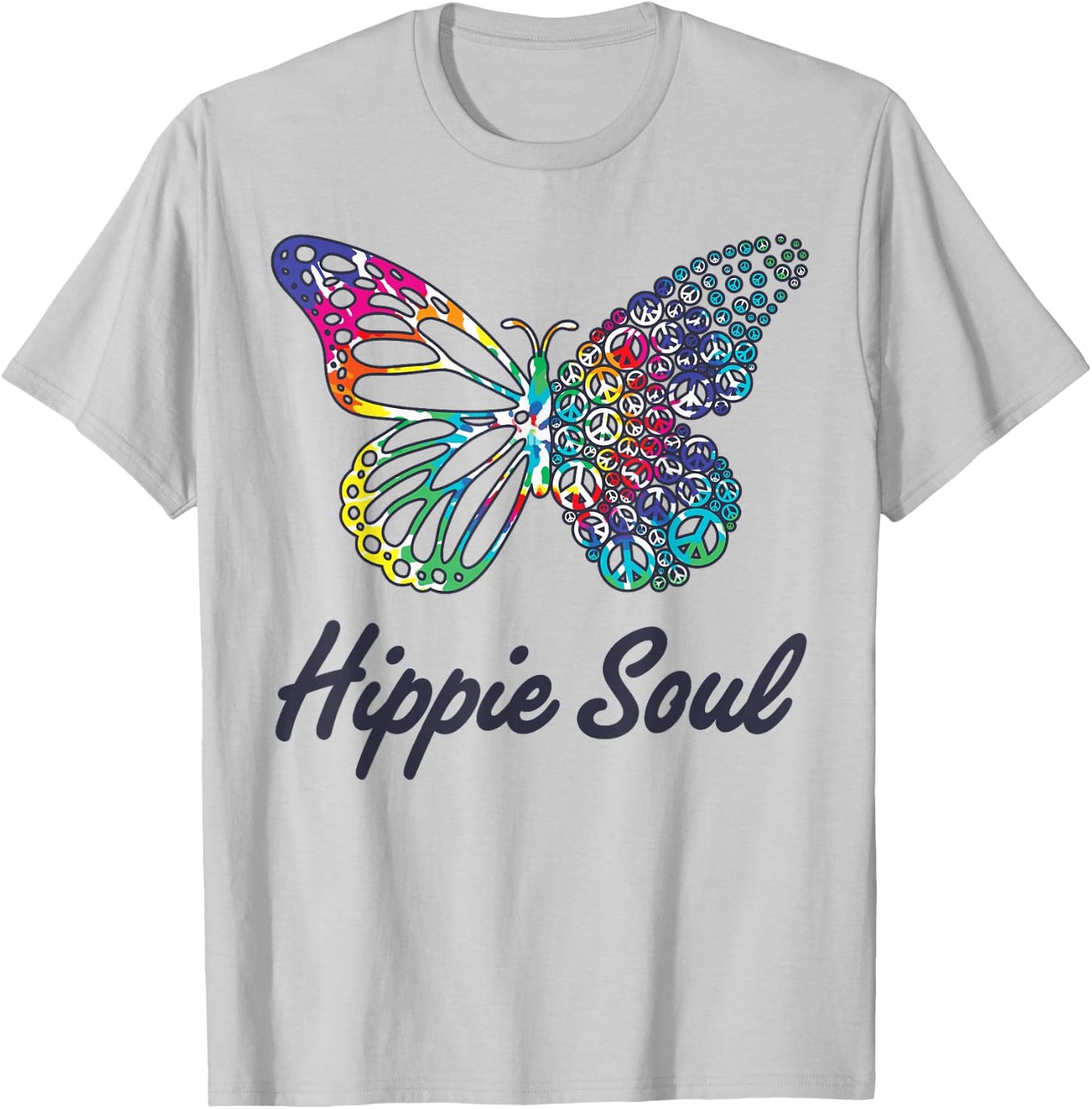 Hippie Soul Butterfly Peace Sign Retro 60s 70s Groovy Women T-Shirt - T-Shirt | Ash