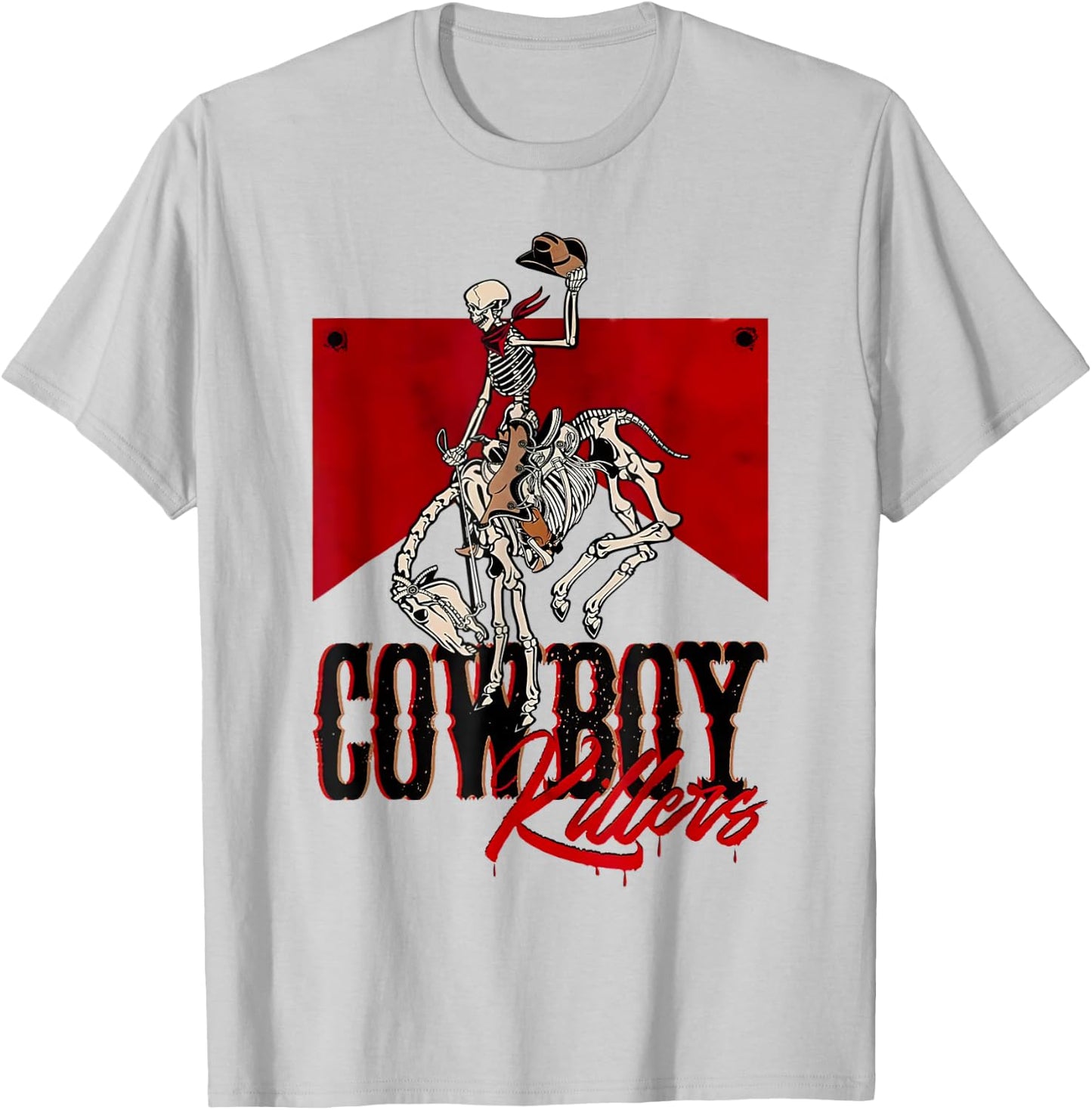 Cowboy Kller Vintage Skeleton Boho Western Country T-Shirt - T-Shirt | Ash
