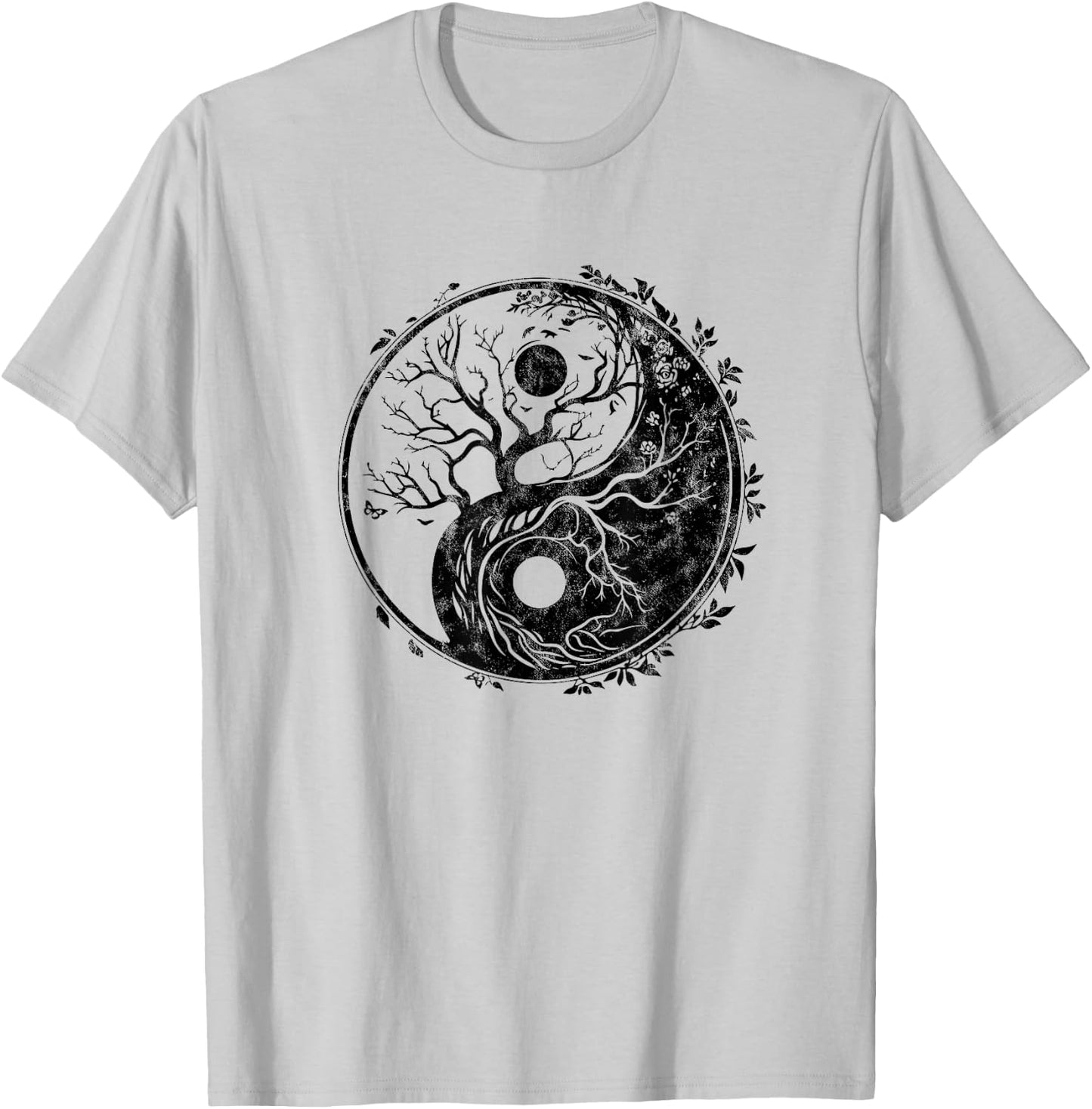 Yin Yang symbol, tree of life, Tai chi, Qigong, yoga, Taoism T-Shirt - T-Shirt | Ash