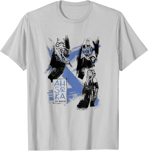 Star Wars: Ahsoka Tano Inked Posed Portraits Collage T-Shirt - T-Shirt | Ash