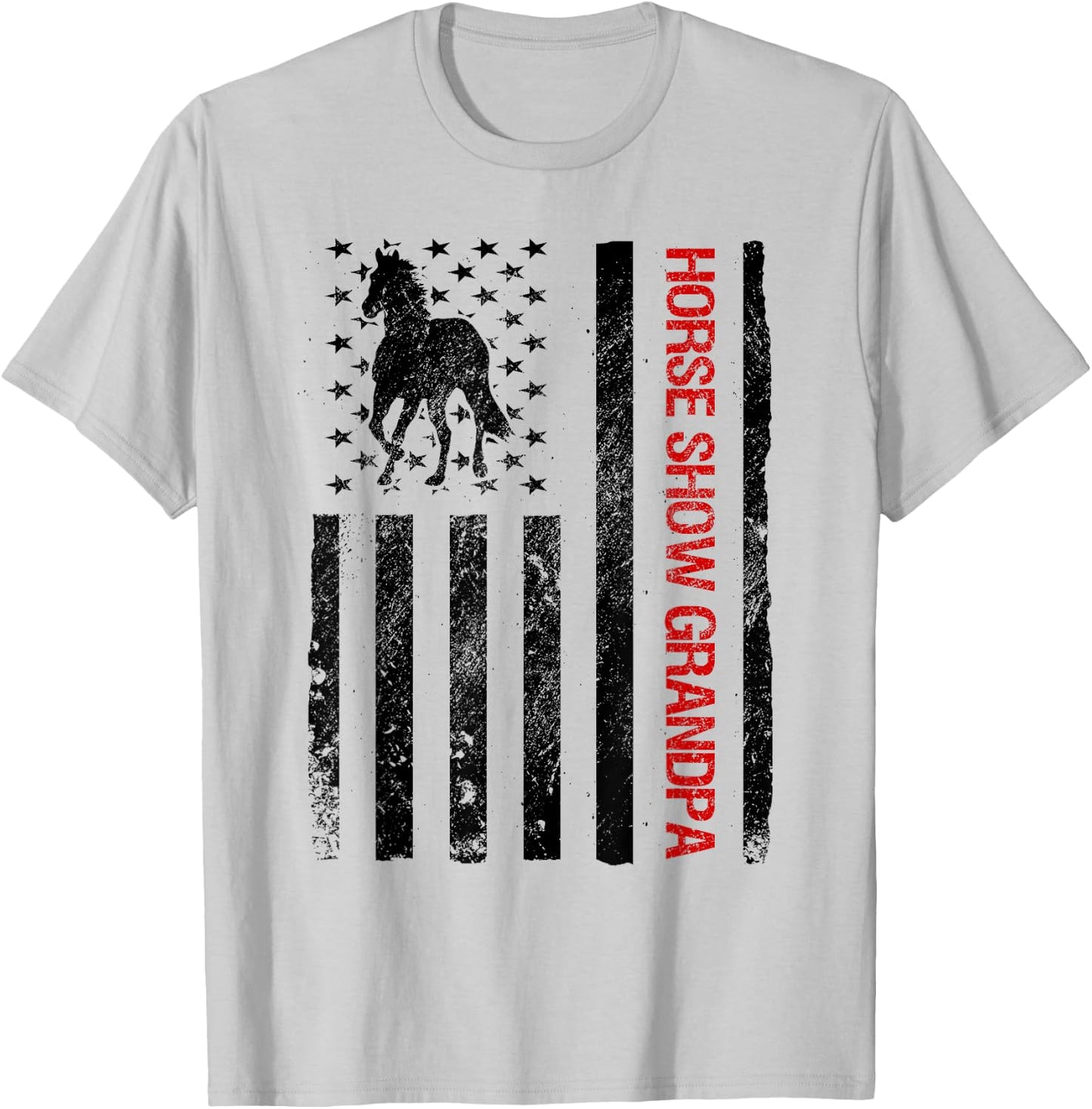 Funny Horse Show Grandpa American USA Flag Kids Men T-Shirt - T-Shirt | Ash