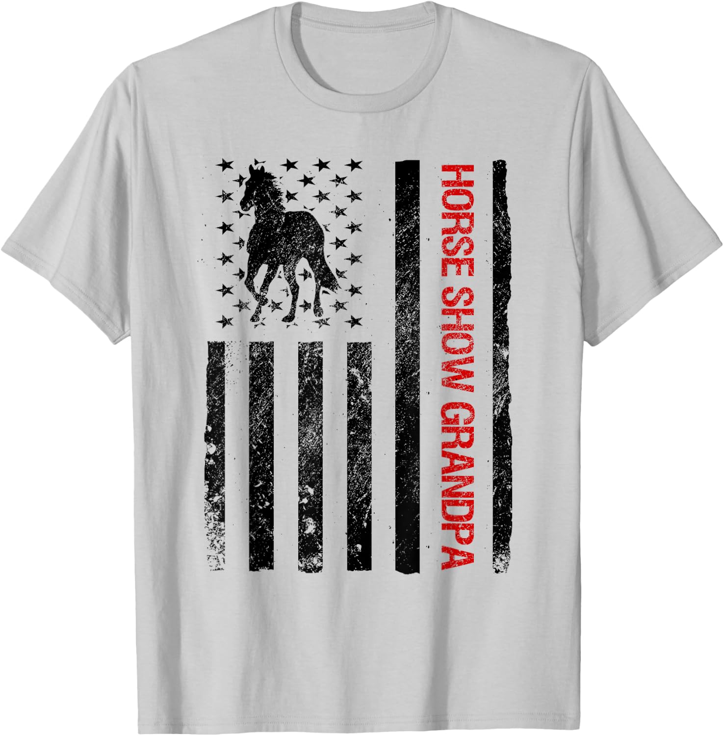 Funny Horse Show Grandpa American USA Flag Kids Men T-Shirt - T-Shirt | Ash