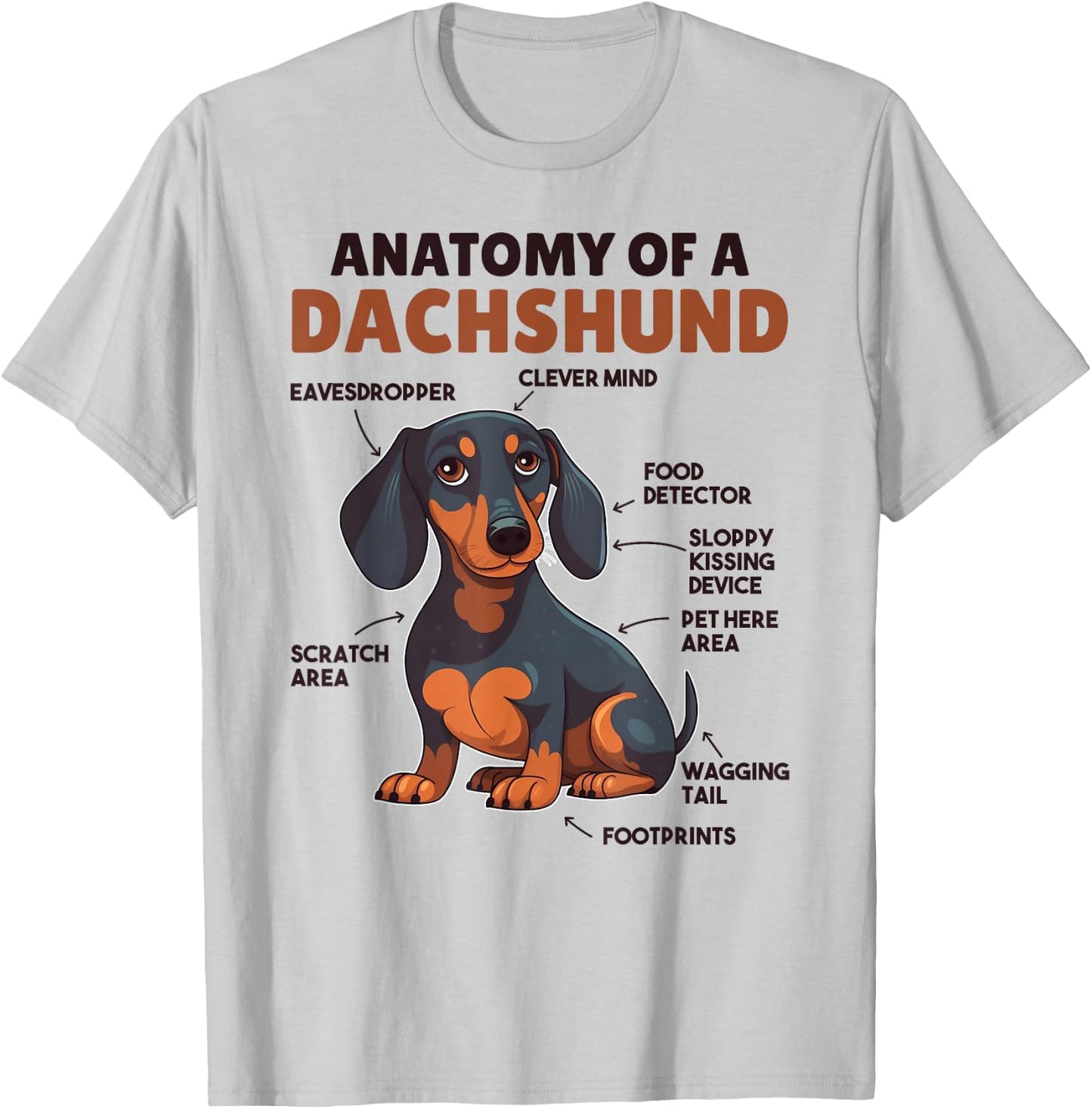Favorite Animal Cute Animals Explanations Dachshund Anatomy - Kids, Animal Lovers - White - Short Sleeve - - - Small - Classic Fit - Lightweight - Cotton, Polyester T-Shirt - T-Shirt | Ash