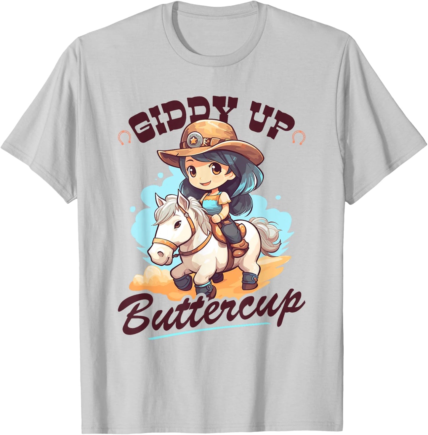 Giddy Up Buttercup, Country Rodeo Girl Toddler Cowgirl T-Shirt - T-Shirt | Ash