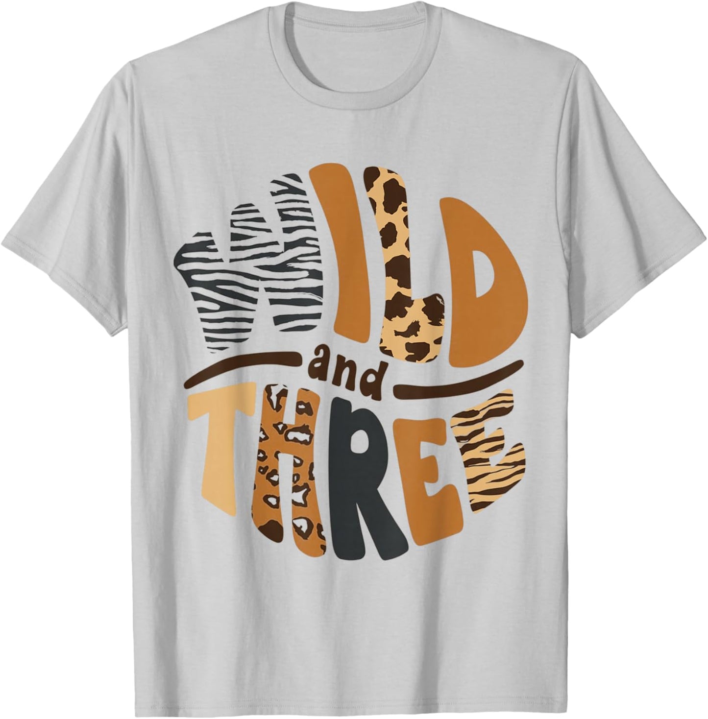 Kids Wild And Three 3rd Birthday Boy Funny Leopard Toddler T-Shirt - T-Shirt | Ash