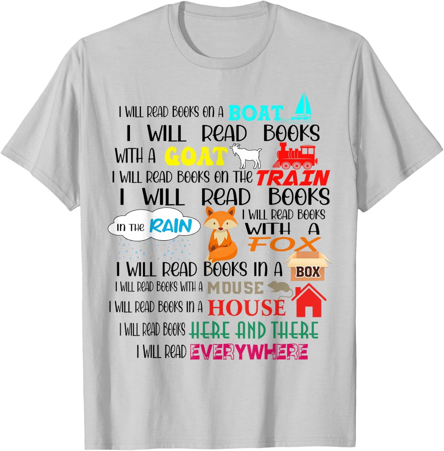Teacher I Will Read Book On Boat Kids Women Funny Bookworm T-Shirt - T-Shirt | Ash