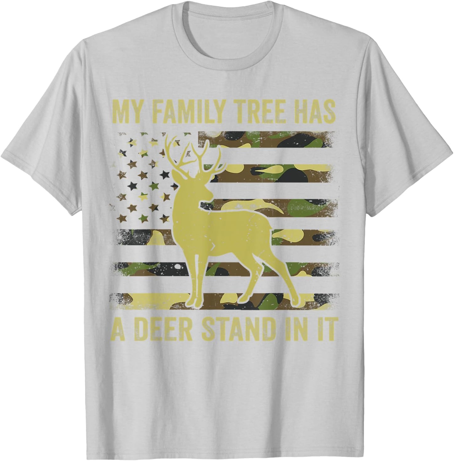 Hunting-Shirt My Family Tree Has Deer Stand In It Funny Camo T-Shirt - T-Shirt | Ash