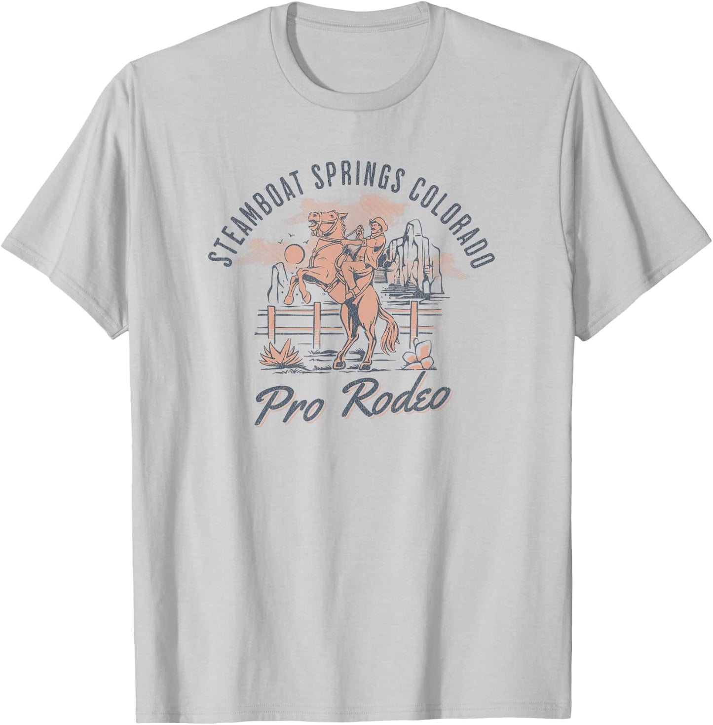 Steamboat Springs Pro Rodeo Days Colorado Cowboy and Horse T-Shirt - T-Shirt | Ash