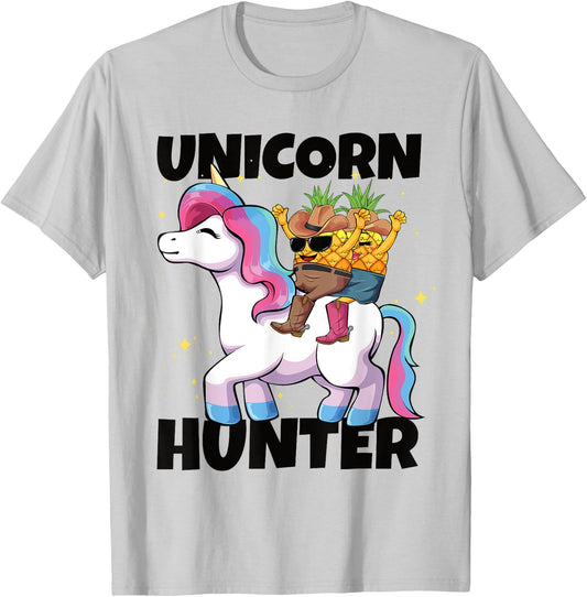 Upside Down Pineapple Swinger Unicorn Hunter T-Shirt - T-Shirt | Ash