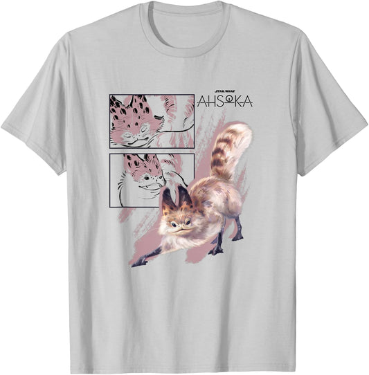 Star Wars: Ahsoka Loth-Cat Sketch Portrait Box Up Panels T-Shirt - T-Shirt | Ash