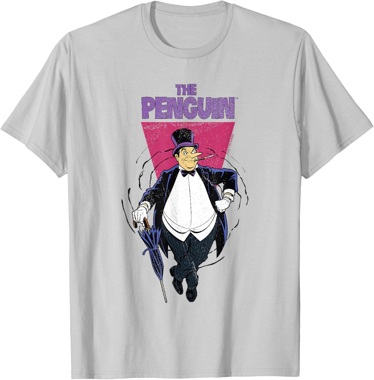 Batman Vintage Classic The Penguin Comic Villain Badge T-Shirt - T-Shirt | Ash