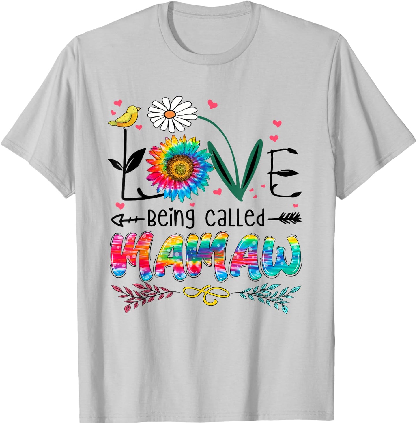 Tie Dye I Love Being Called Mamaw Funny Mothers Day 2026 T-Shirt - T-Shirt | Ash