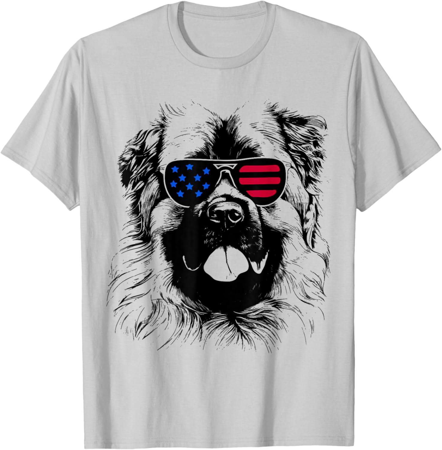 Caucasian Shepherd Dog 4th July America USA Flag T-Shirt - T-Shirt | Ash