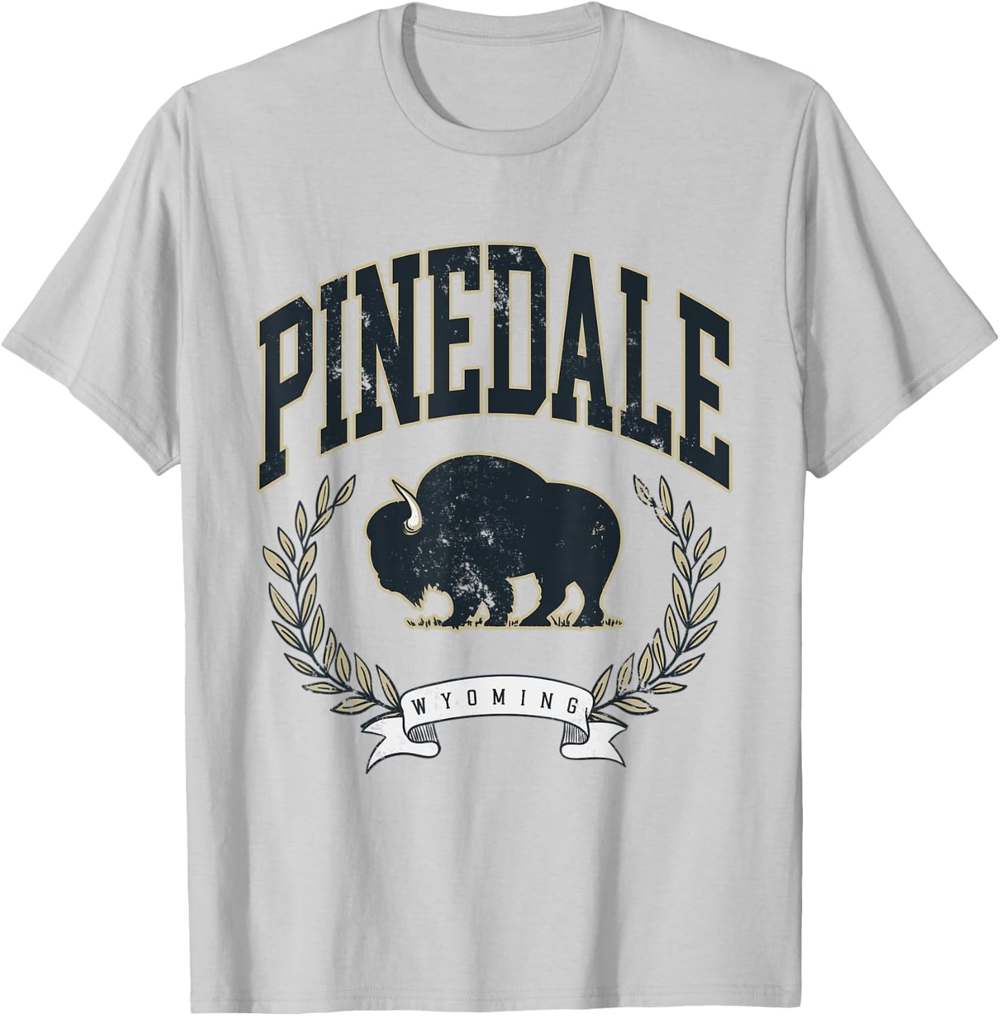 Vintage Pinedale Wyoming Mountains Bison Western T-Shirt - T-Shirt | Ash