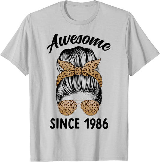 Awesome Since 1986 Women 37 Years Old 37th Birthday T-Shirt - T-Shirt | Ash