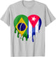 Brazil Cuba Flag Heart Citizen Grown Patriot Country T-Shirt - T-Shirt | Ash