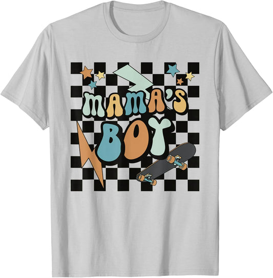Groovy Mama's Boy Cute Retro Skater Toddler Kids T-Shirt - T-Shirt | Ash