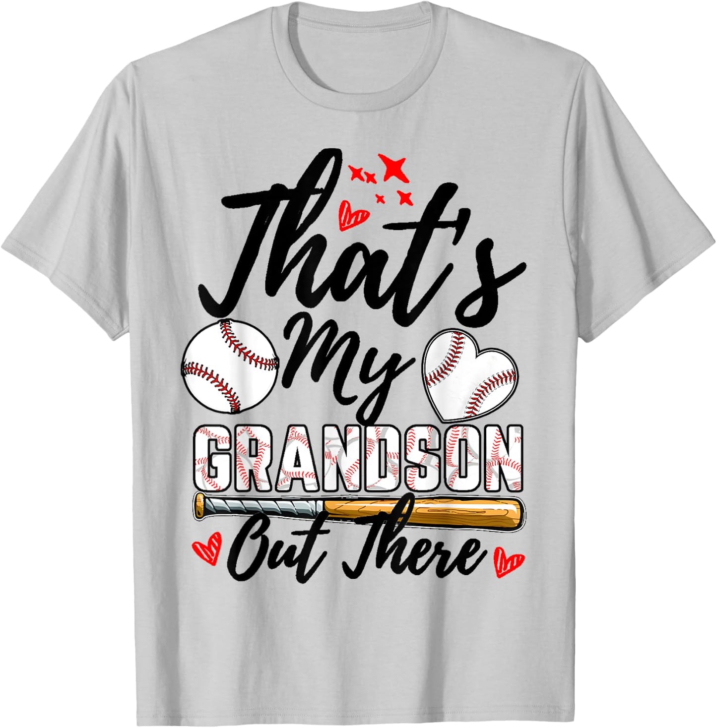 That's My Grandson Out There Baseball Grandma Mother's Day T-Shirt - T-Shirt | Ash