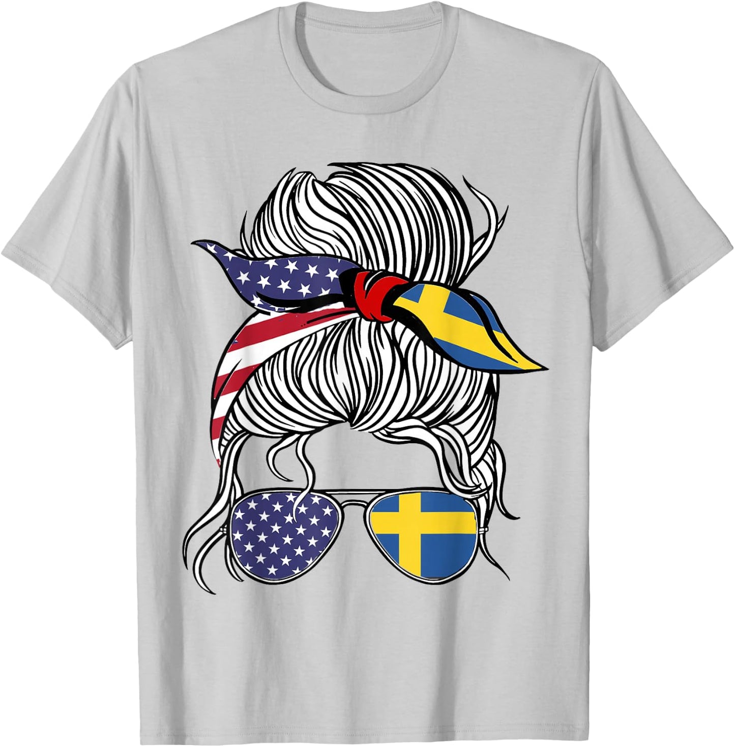 American Swedish Patriot Flag Women Girl Sweden Grown T-Shirt - T-Shirt | Ash