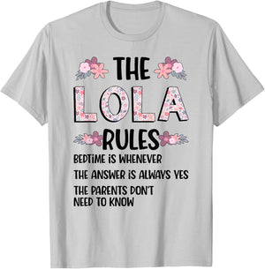 Lola Grandma Rules Lola Grandmother T-Shirt - T-Shirt | Ash
