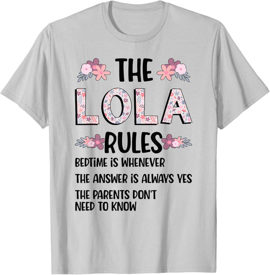 Lola Grandma Rules Lola Grandmother T-Shirt - T-Shirt | Ash