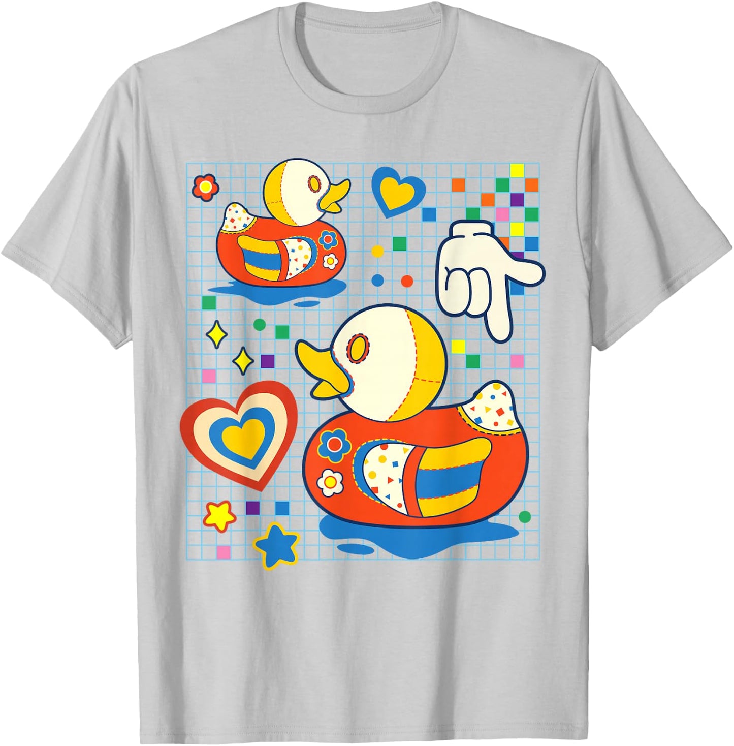Kidcore Aesthetic Duck Fabric Patches Decora Kei Small T-Shirt - T-Shirt | Ash