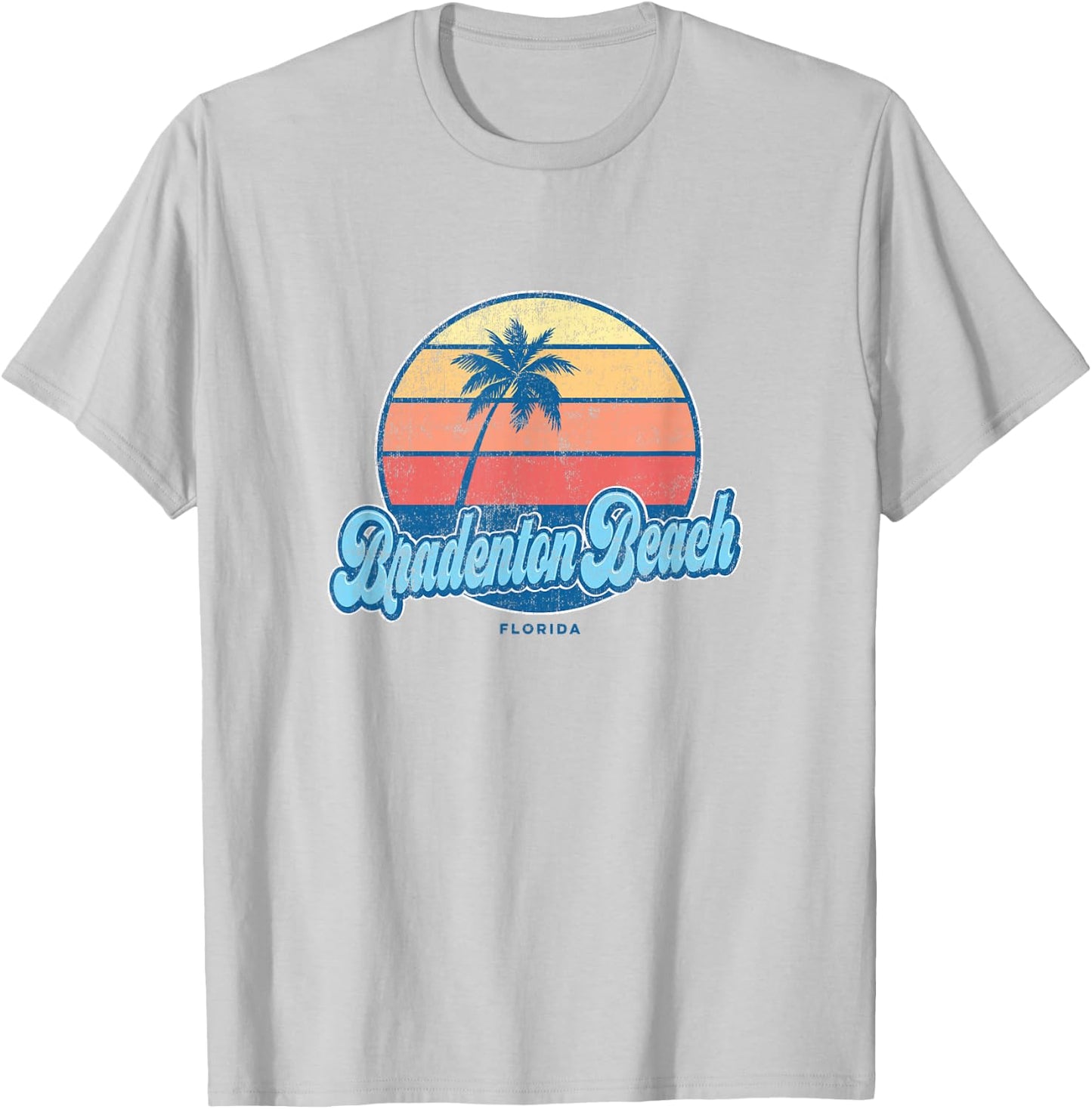 Vintage Bradenton Beach Florida FL Classic 70s Retro Surfer T-Shirt - T-Shirt | Ash