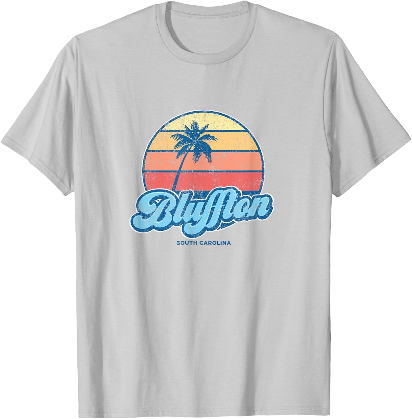 Vintage Bluffton South Carolina SC Classic 70s Retro Surfer T-Shirt - T-Shirt | Ash