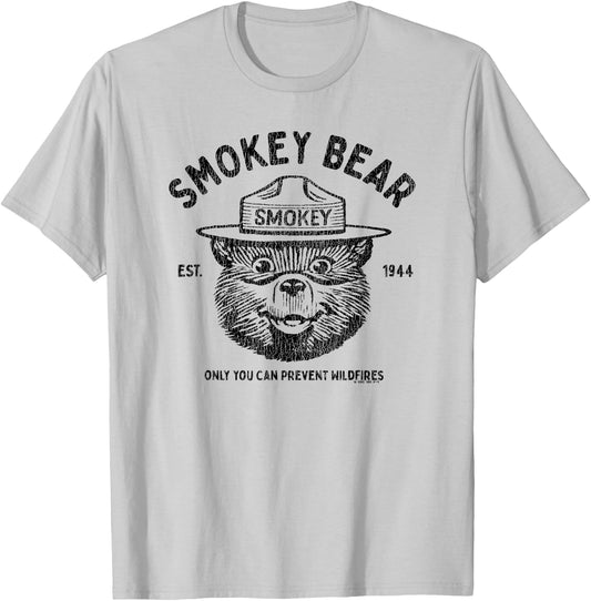 Vintage Smokey Bear Logo Only You Can Prevent Wildfires T-Shirt - T-Shirt | Ash