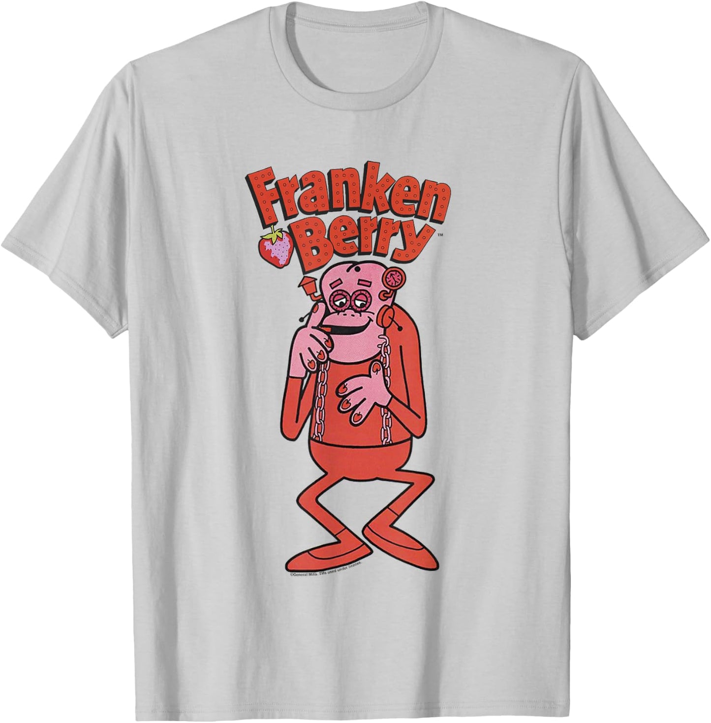 Franken Berry Vintage Strawberry Cereal Monster Mascot Logo T-Shirt - T-Shirt | Ash