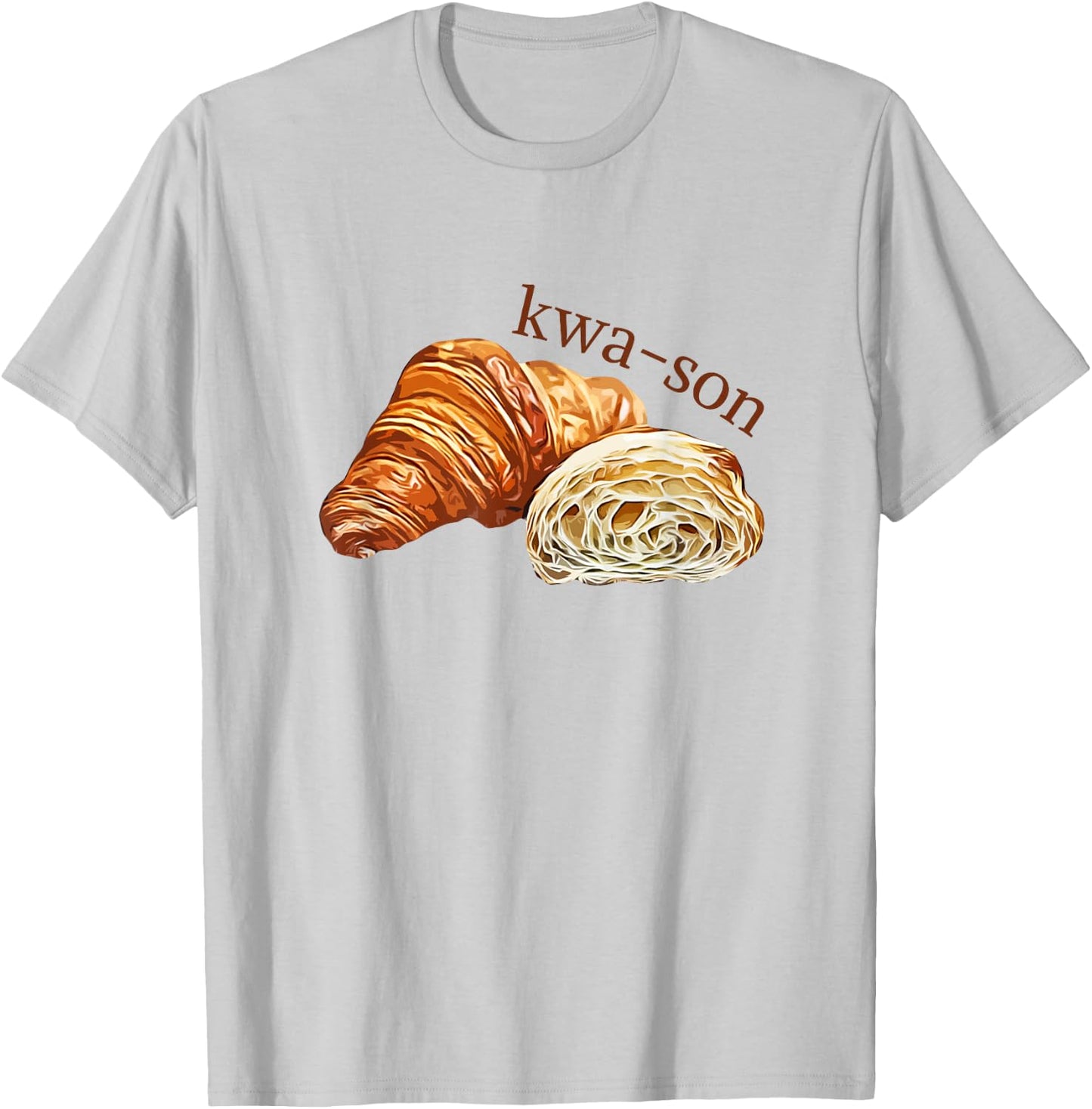 French Accents Apparel -Adults, -Kids Croissant Lover Kwa-Son Cute Funny Cotton Polyester Short Sleeve T-Shirt - T-Shirt | Ash