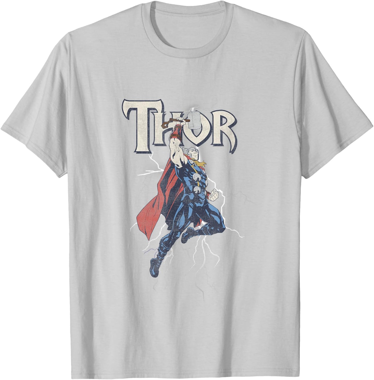 Marvel Comics Retro Classic Thor Flying Mighty Portrait T-Shirt - T-Shirt | Ash