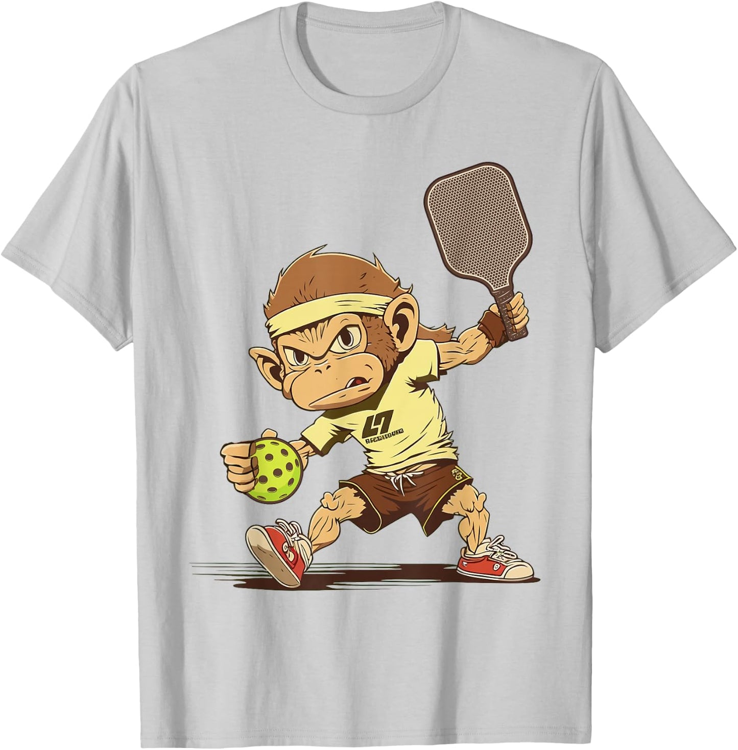Funny Monkey Play Pickleball T-Shirt - T-Shirt | Ash