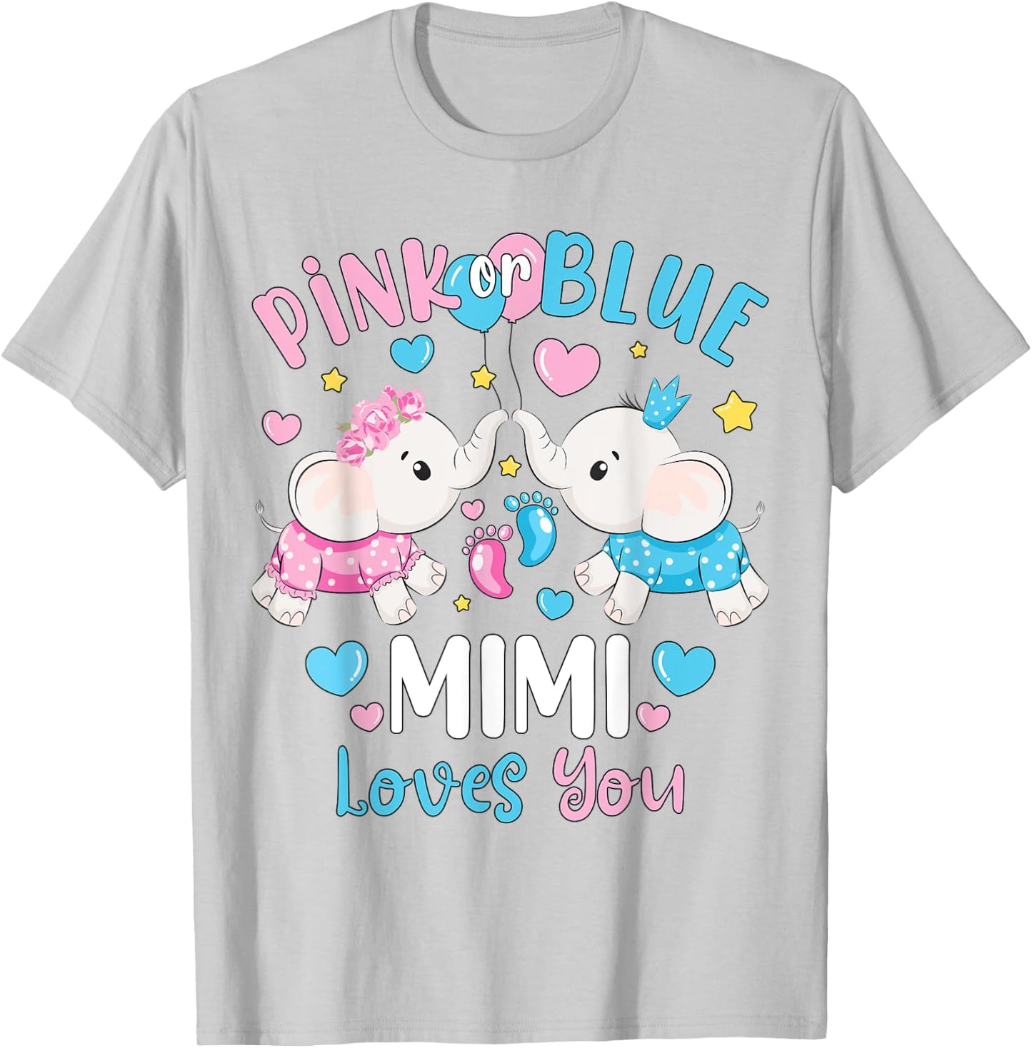 Pink or Blue Mimi Loves You Gender Reveal Elephant T-Shirt - T-Shirt | Ash