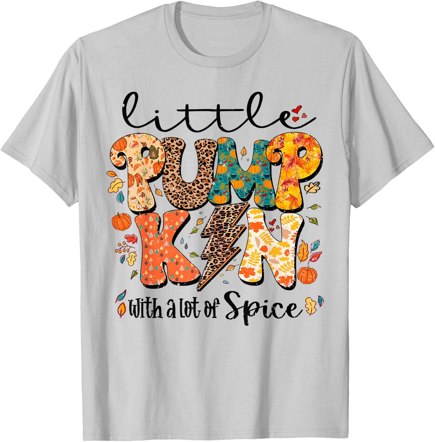 Little Pumpkin With A Lot Of Spice Leopard Thanksgiving T-Shirt - T-Shirt | Ash