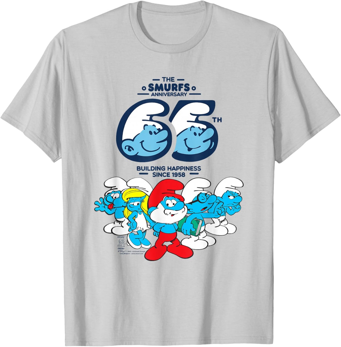 The Smurfs 65th Anniversary Group T-Shirt - T-Shirt | Ash