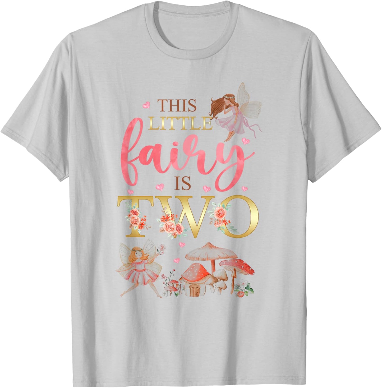 Wildflower Garden Fairy Floral 2nd Birthday Shirt Girl T-Shirt - T-Shirt | Ash