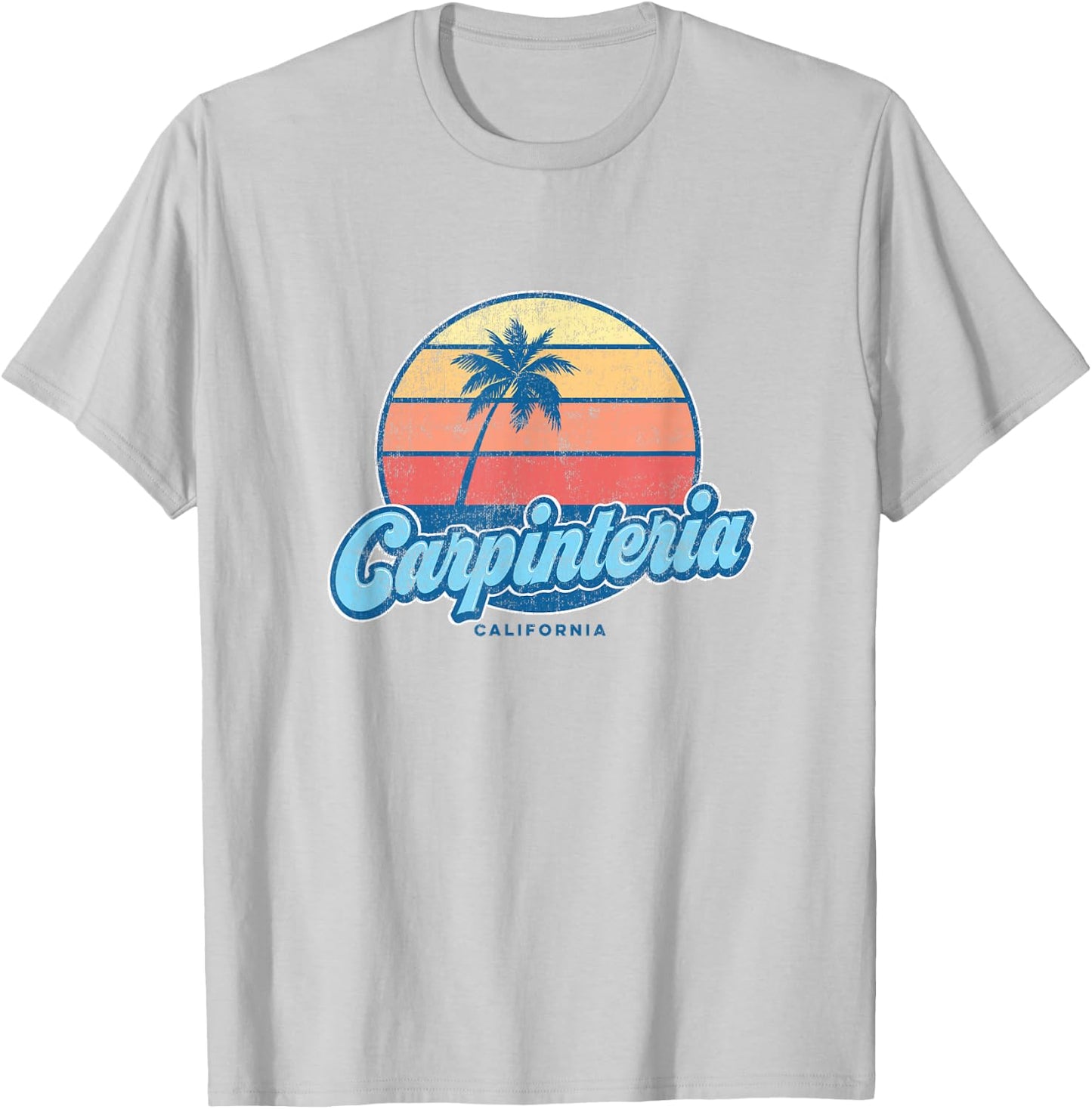 Vintage Carpinteria California CA Classic 70s Retro Surfer T-Shirt - T-Shirt | Ash