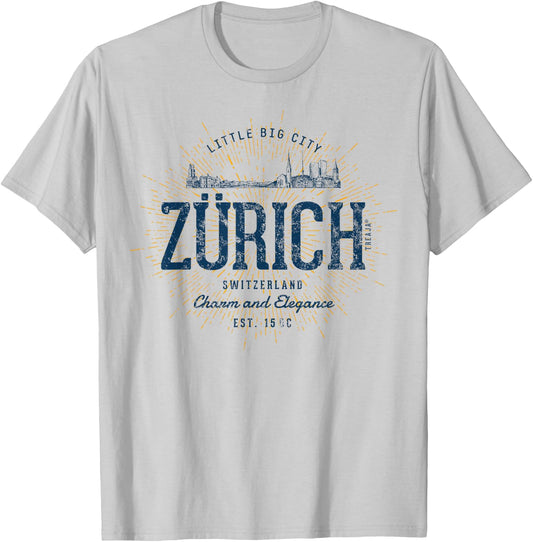 Switzerland Vintage Zurich Retro T-Shirt - T-Shirt | Ash