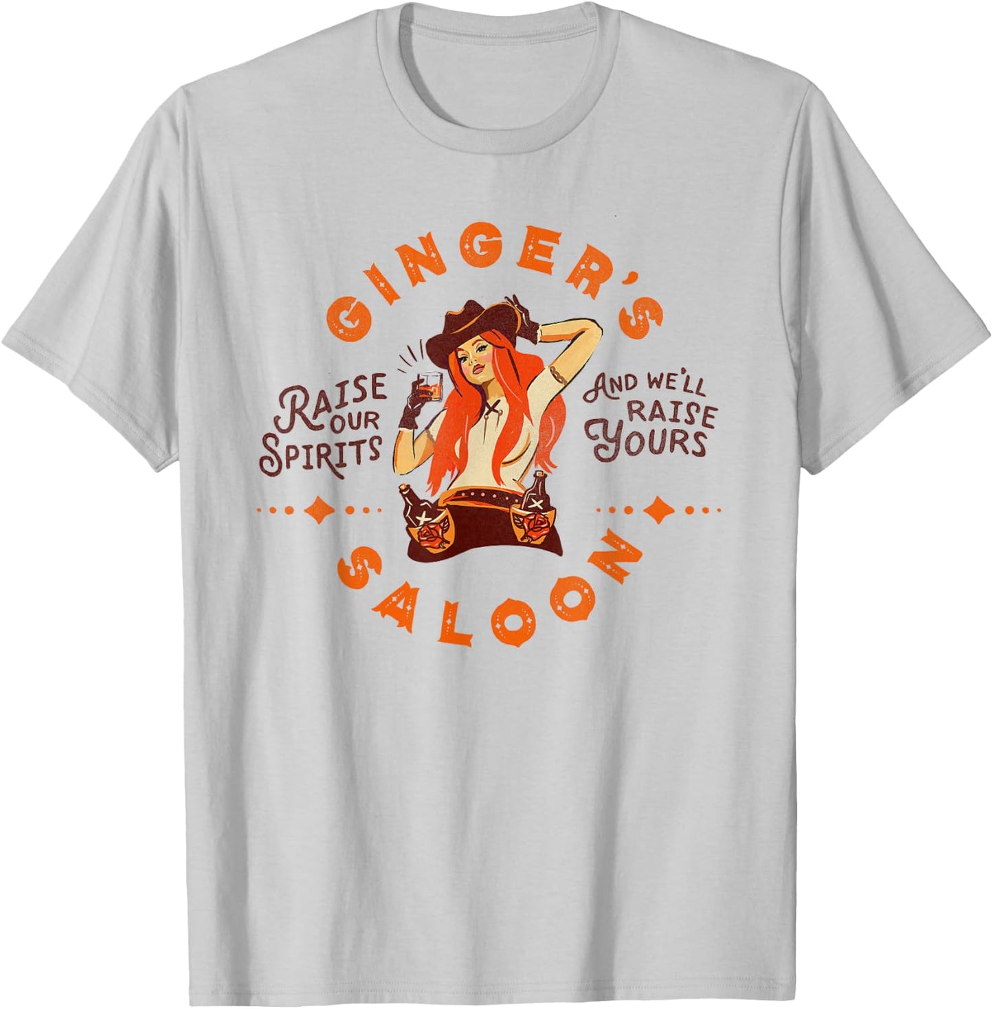 Gingers Saloon Vintage Whiskey Redhead Dive Bar Artist Gift T-Shirt - T-Shirt | Ash