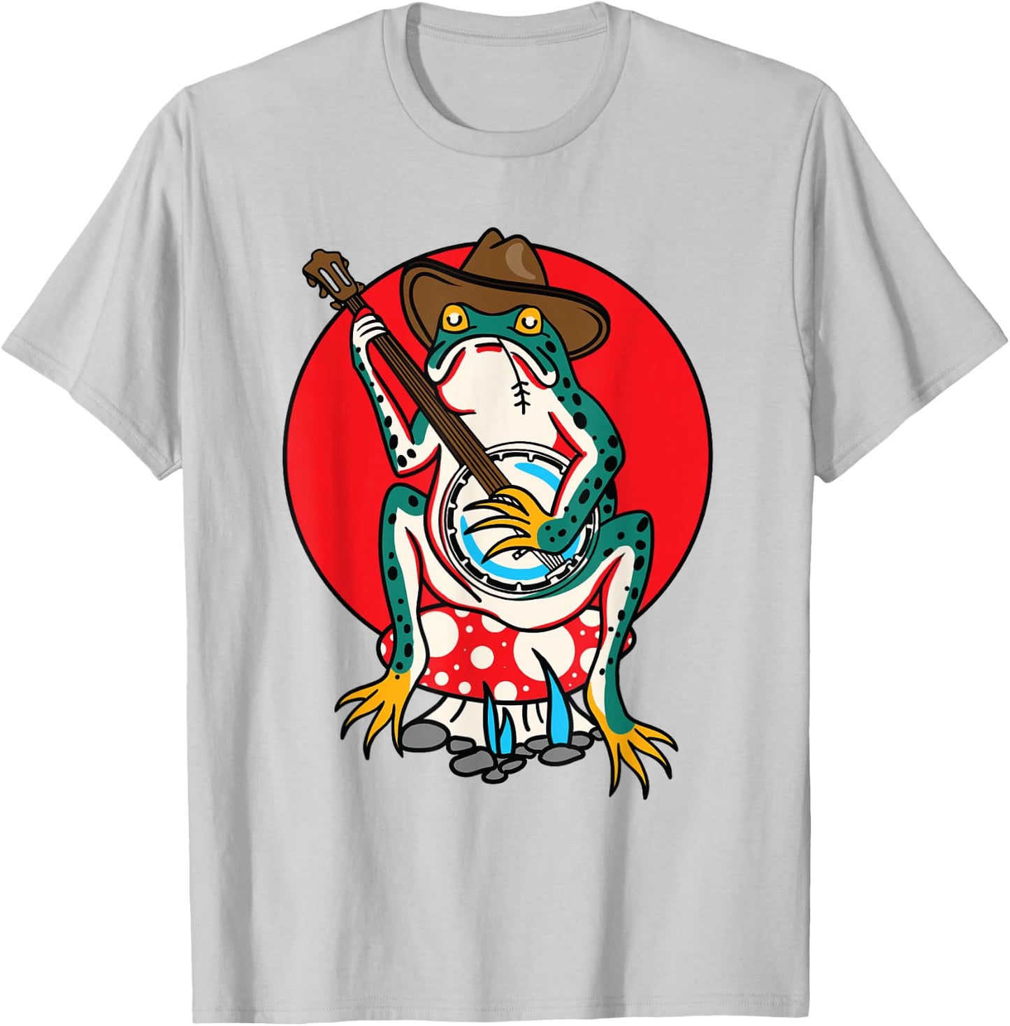 American Traditional Old School Tattoo Flash Frog Banjo T-Shirt - T-Shirt | Ash