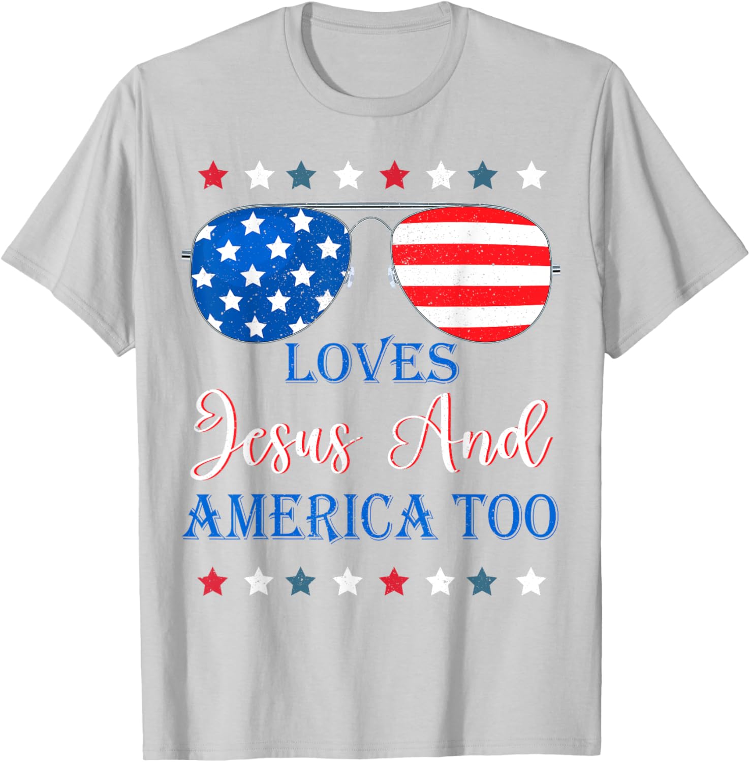 Loves Jesus America Too Toddler Boy USA Flag Christ Patriot T-Shirt - T-Shirt | Ash