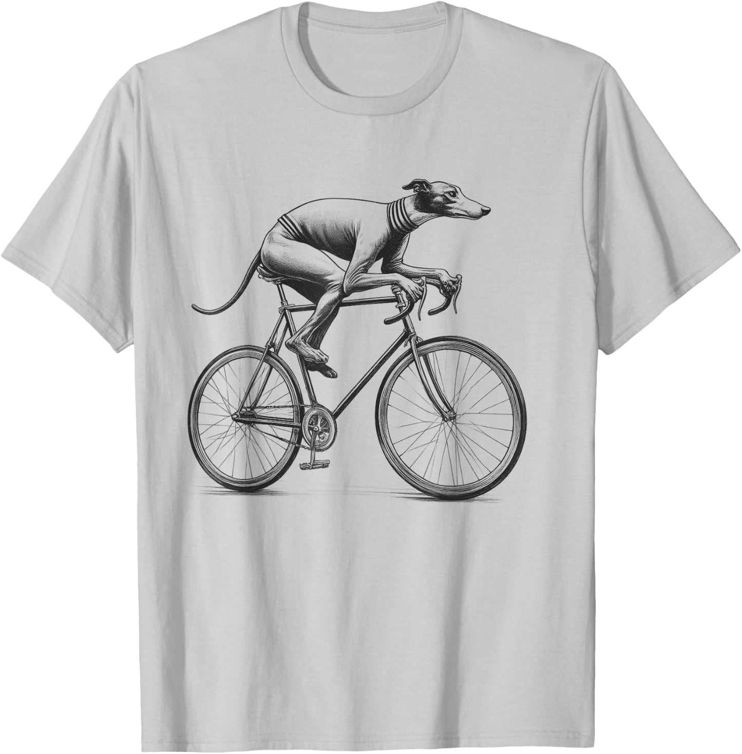 Italian Greyhound Dog Riding a Bike Bicycle Biker Cycling T-Shirt - T-Shirt | Ash