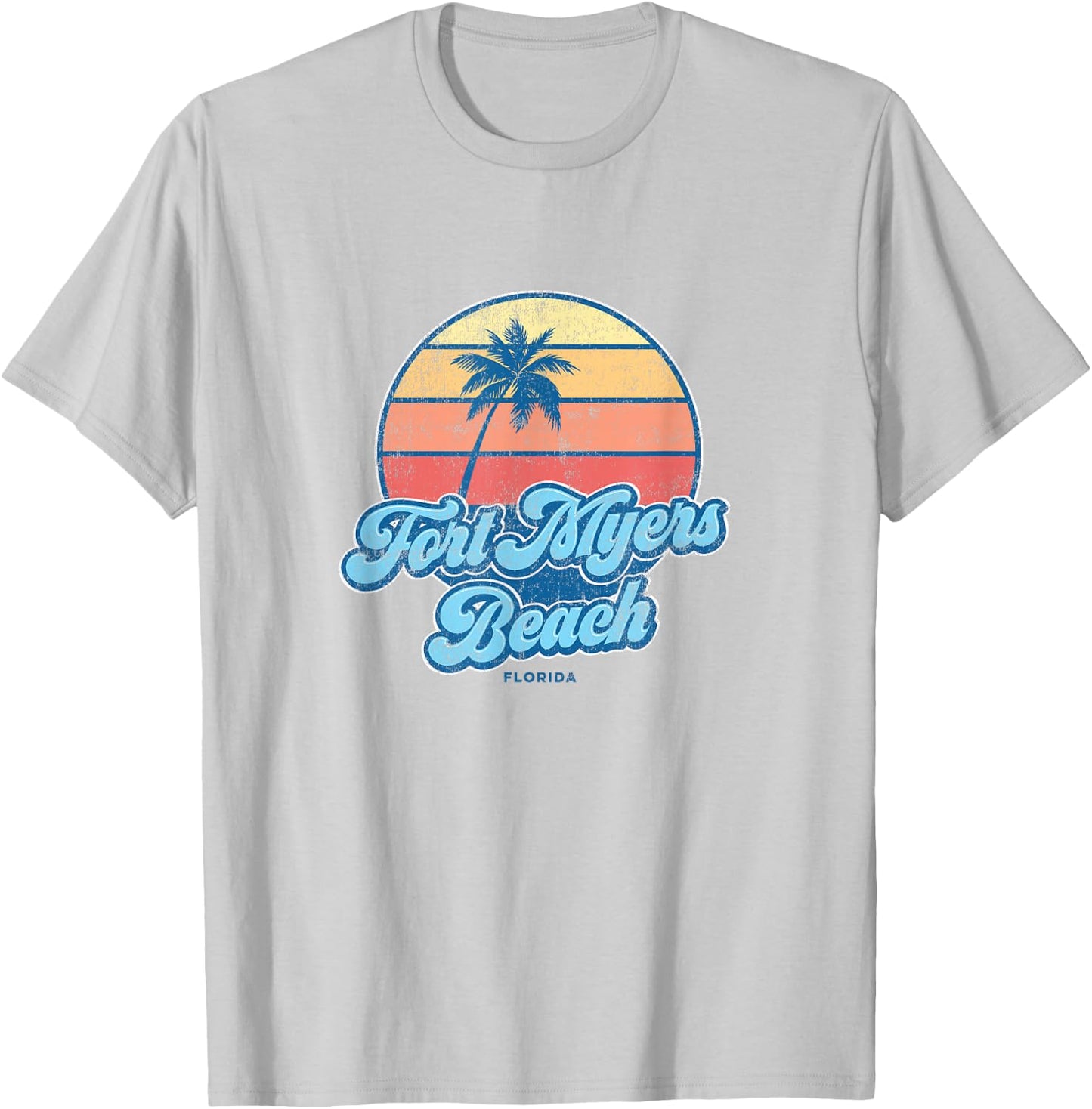 Vintage Fort Myers Beach Florida FL Classic 70s Retro Surfer T-Shirt - T-Shirt | Ash