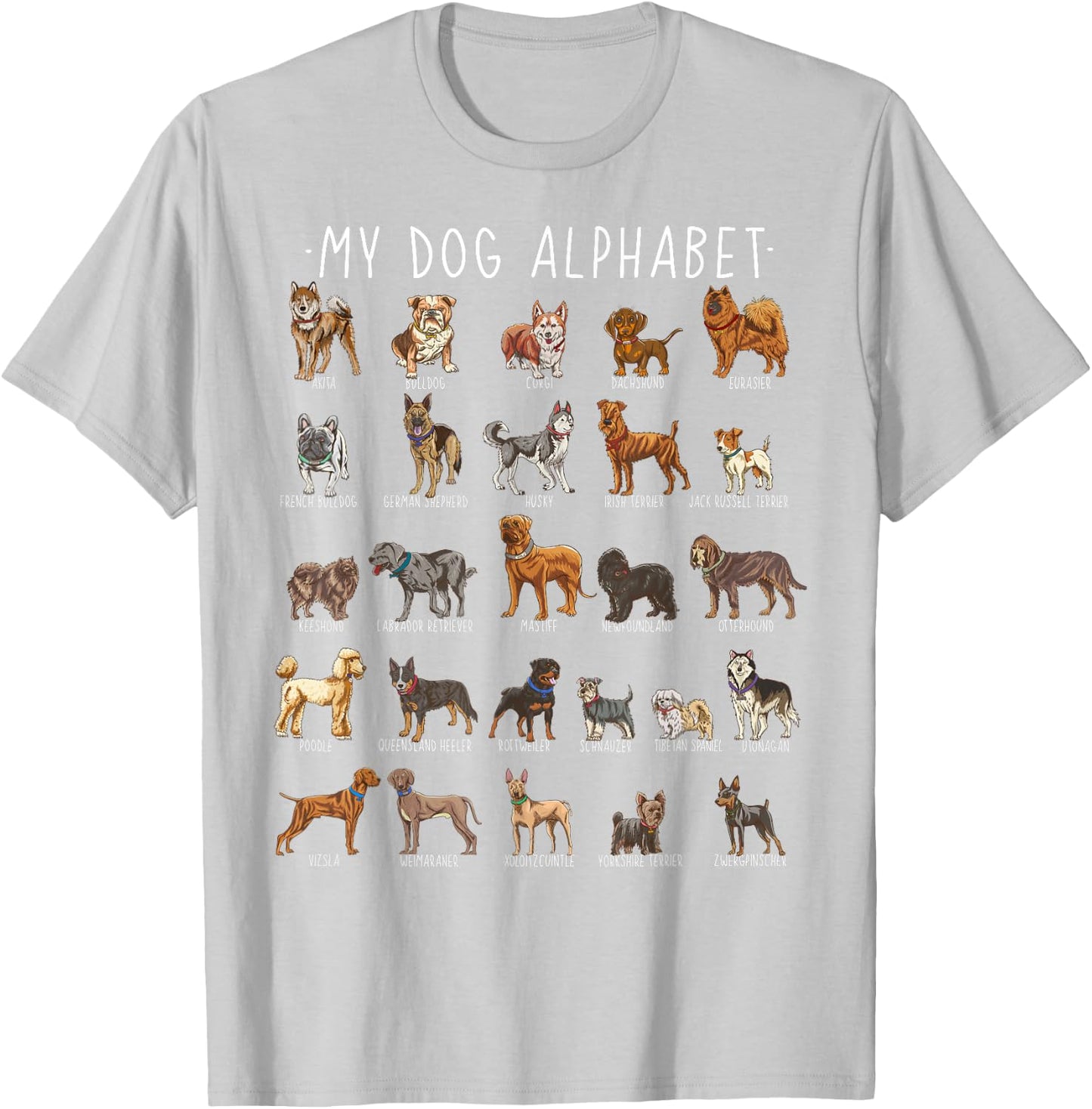 Types Of Dogs Alphabet - Dog Identification - A-Z ABC Women Kids T-Shirt - T-Shirt | Ash