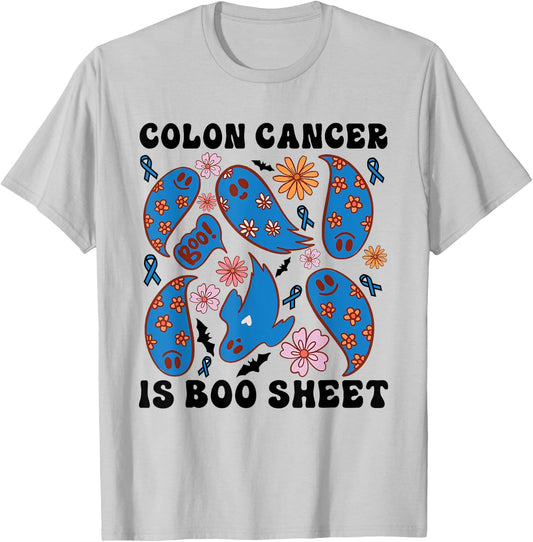 Funny Colon Cancer Is Boo Sheet Ghost Halloween Design T-Shirt - T-Shirt | Ash